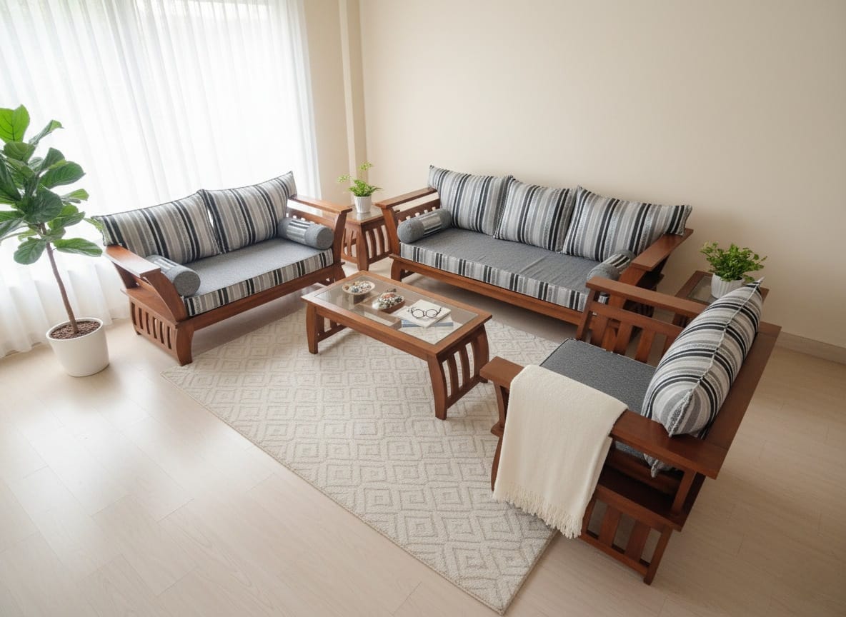 Teak Wooden Sofa Set