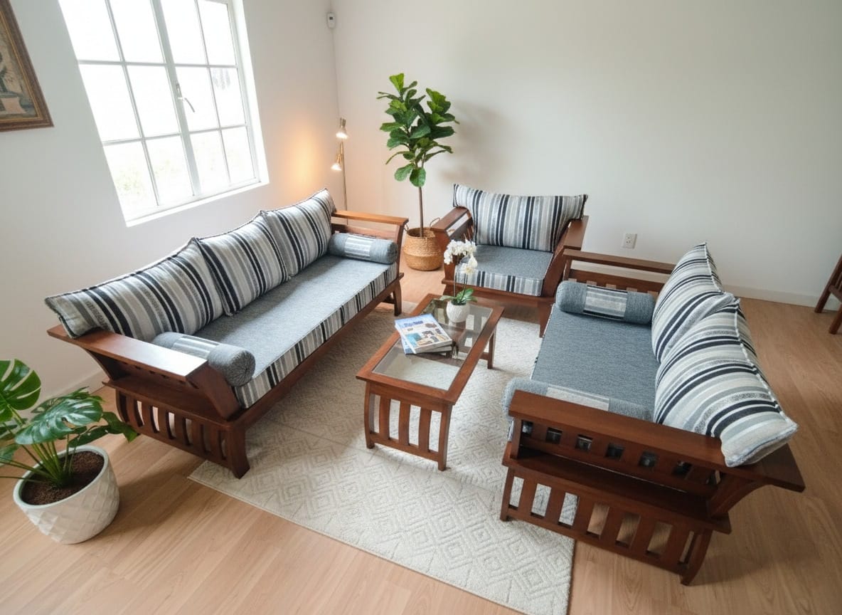 Teak Wooden Sofa Set