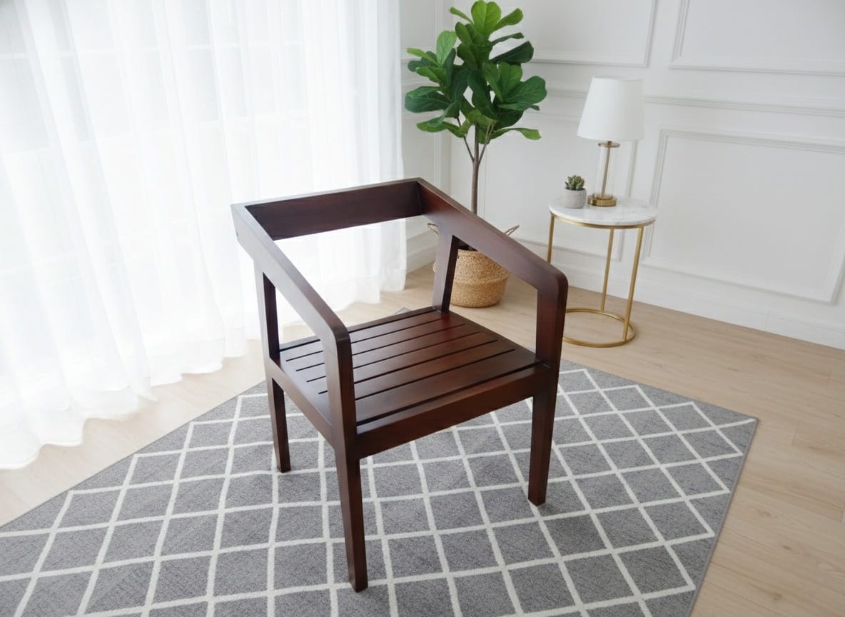 Cube Teak Accent Chair