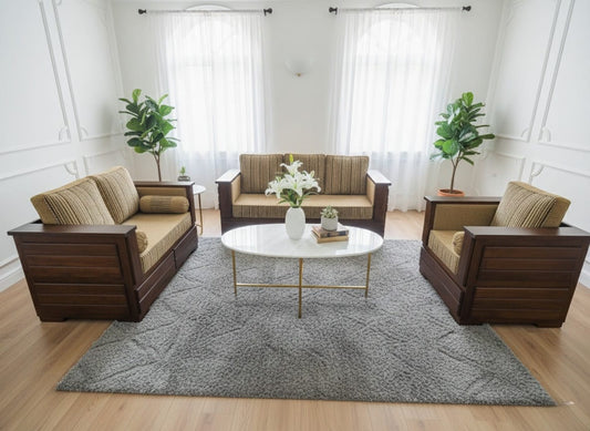 Teakwood Sofa Set with Teak Coffee Table